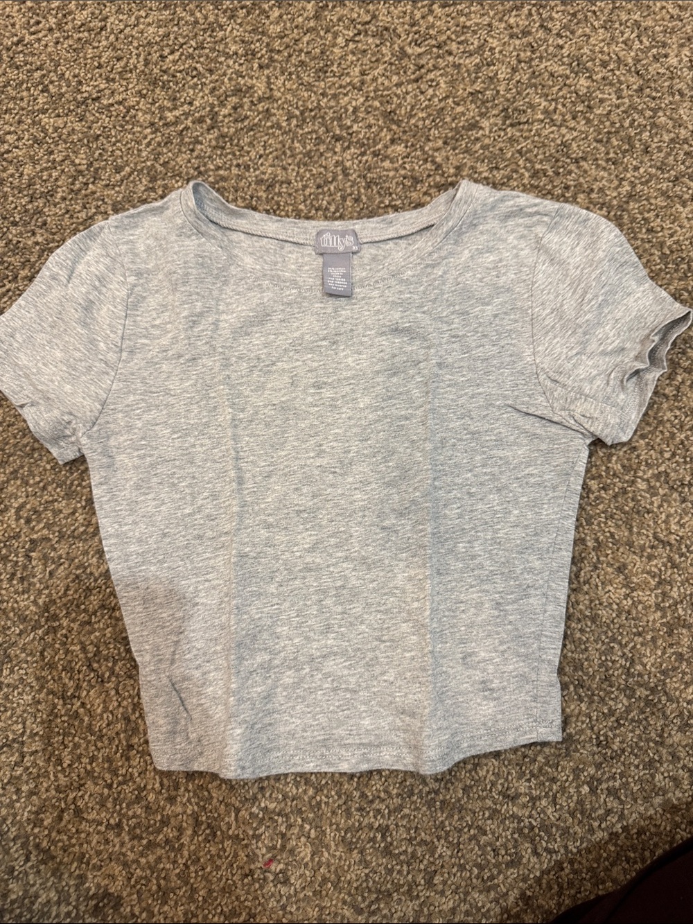 Tilly's Heather Gray Ribbed Short Sleeve Crop Tee